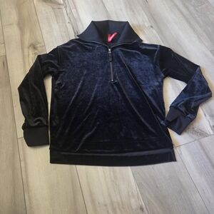 SPANX Men's Black Velvet Zip-Up Sweater